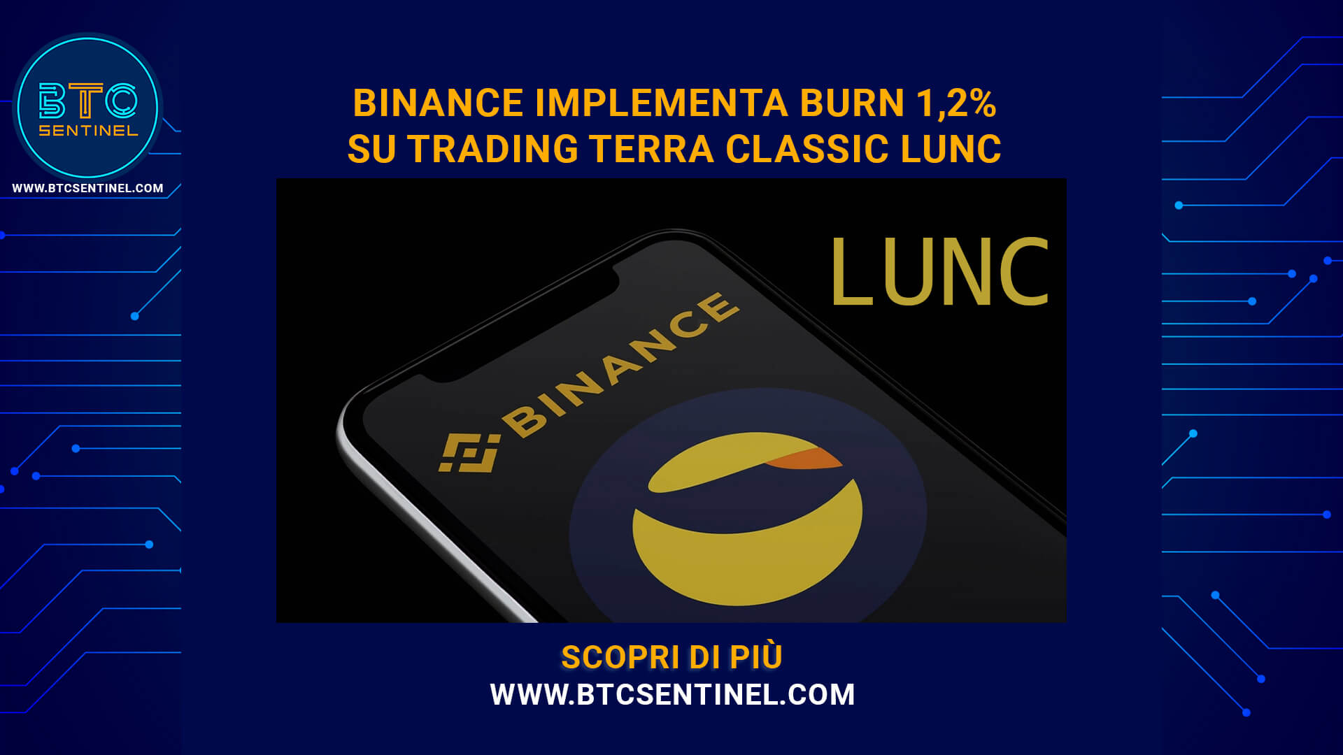 Binance implementa burn 1,2% su trading Terra Classic LUNC