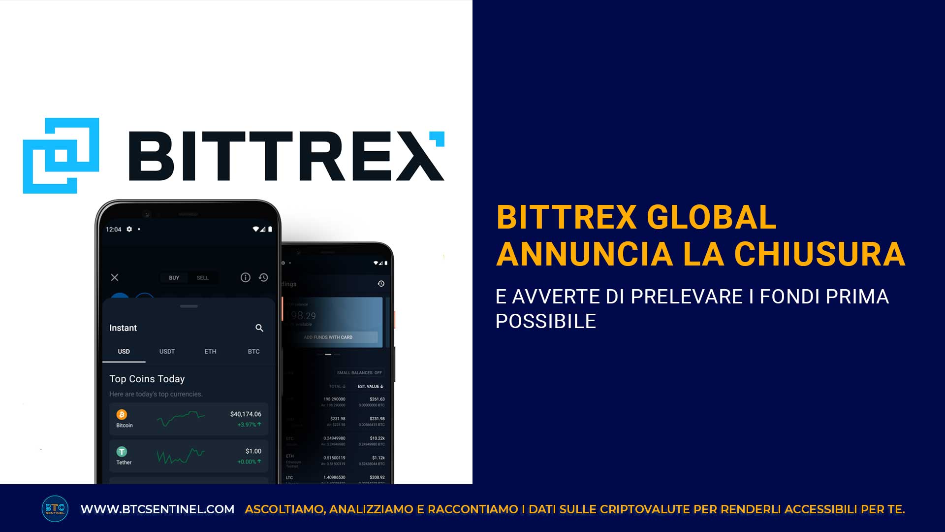 Bittrex Global annuncia la chiusura e avverte: prelevare i propri fondi