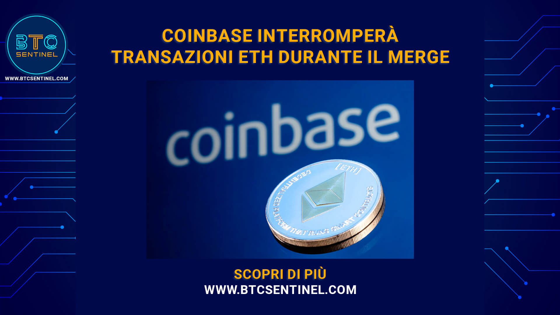 Coinbase interromperà transazioni Ethereum durante il merge