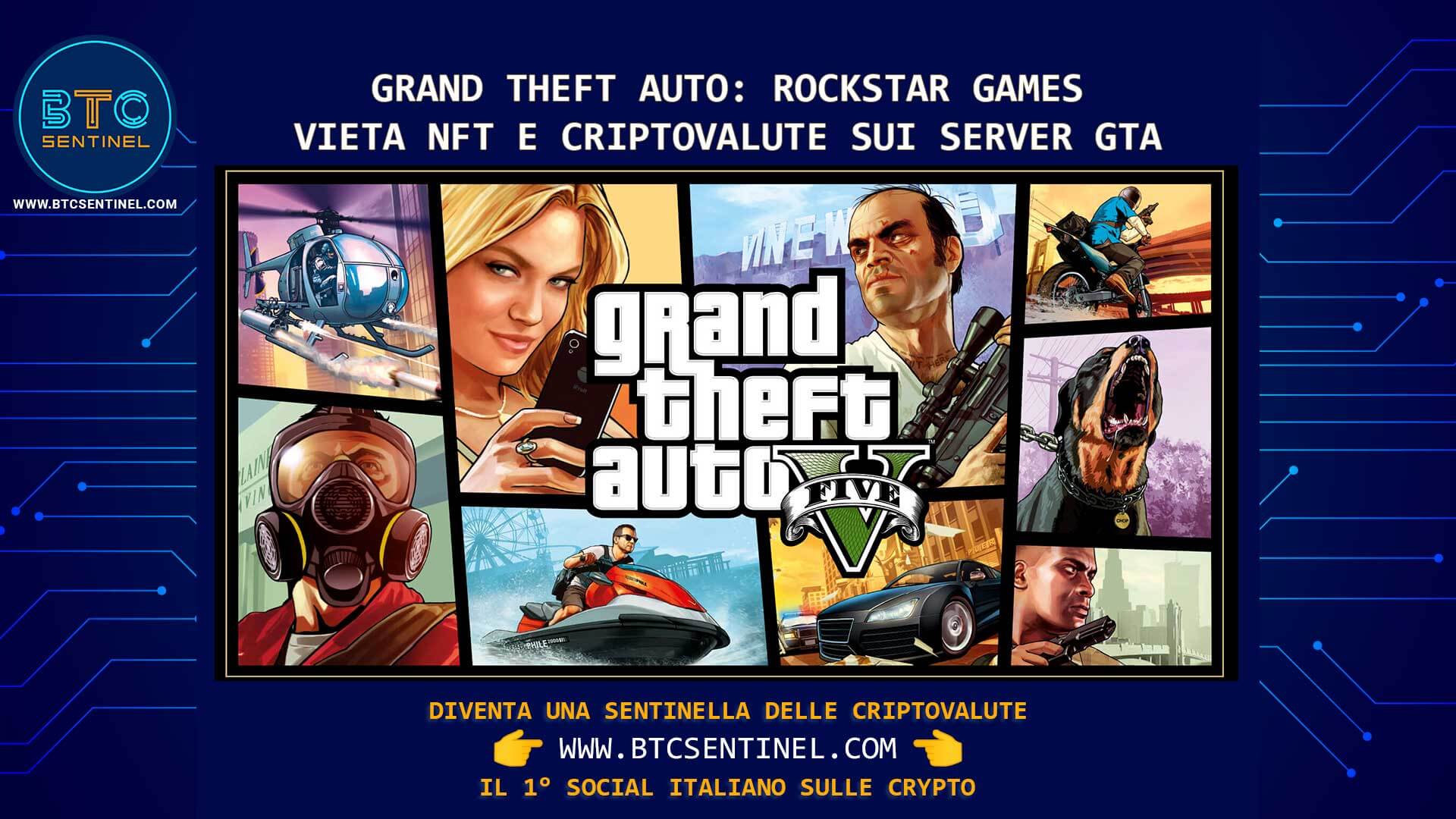 Grand Theft Auto: Rockstar Games vieta NFT e criptovalute sui server GTA