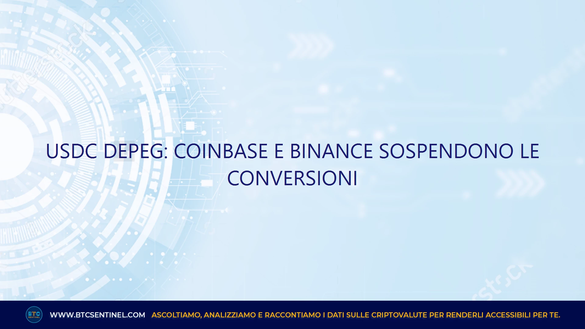 USDC DEPEG: Coinbase e Binance sospendono le conversioni